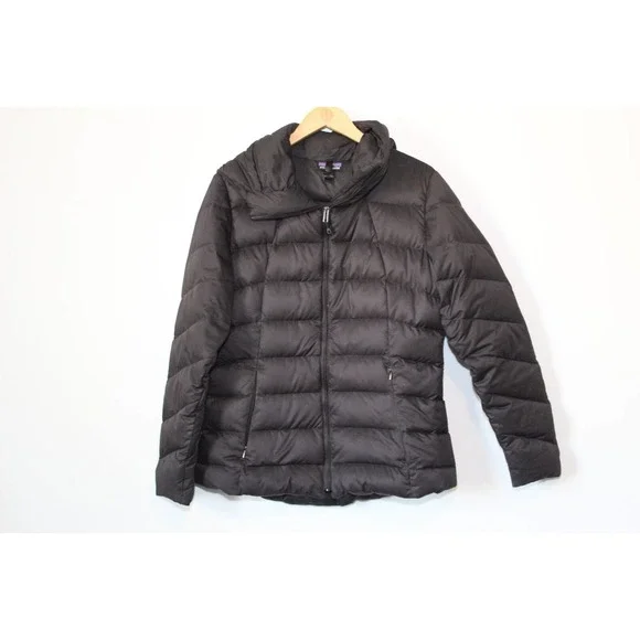Patagonia Downtown Jacket Hooded Puffer Black Down Coat Womens Size Large H14287 - Picture 2 of 15